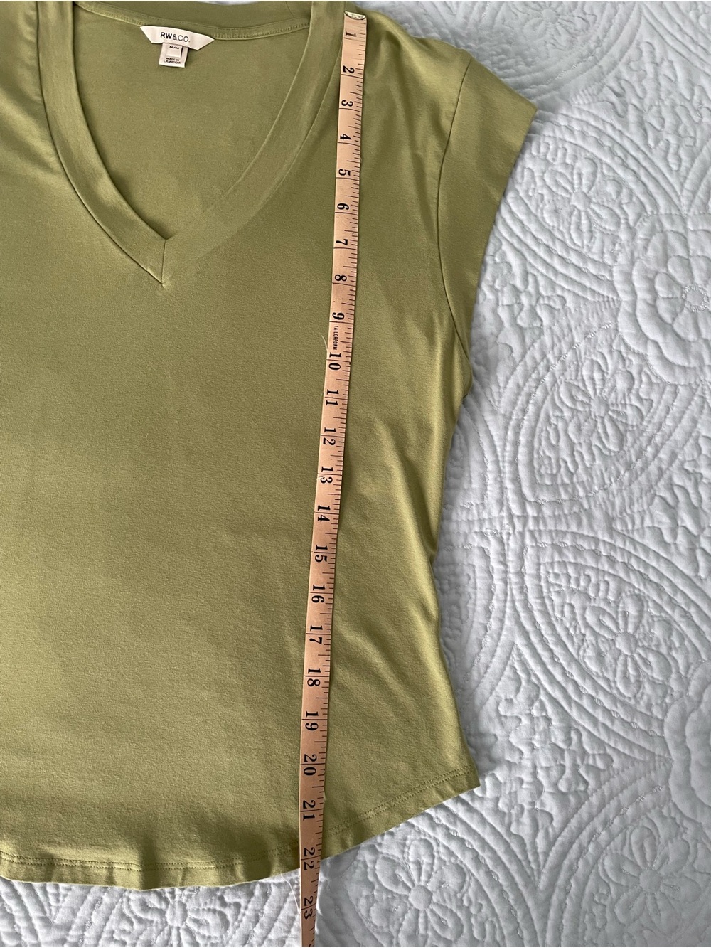 RW&CO. Olive Green V-Neck Short Sleeve Tee - Picture 5 of 5